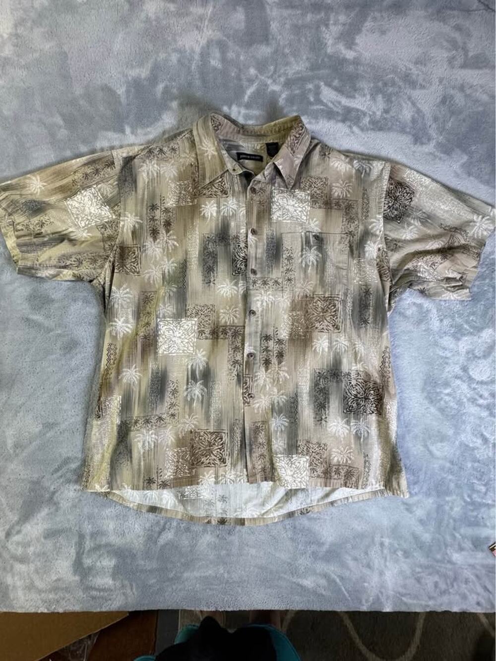 Pierre Cardin XL Palm Tree Hawaiian Button Up Shirt